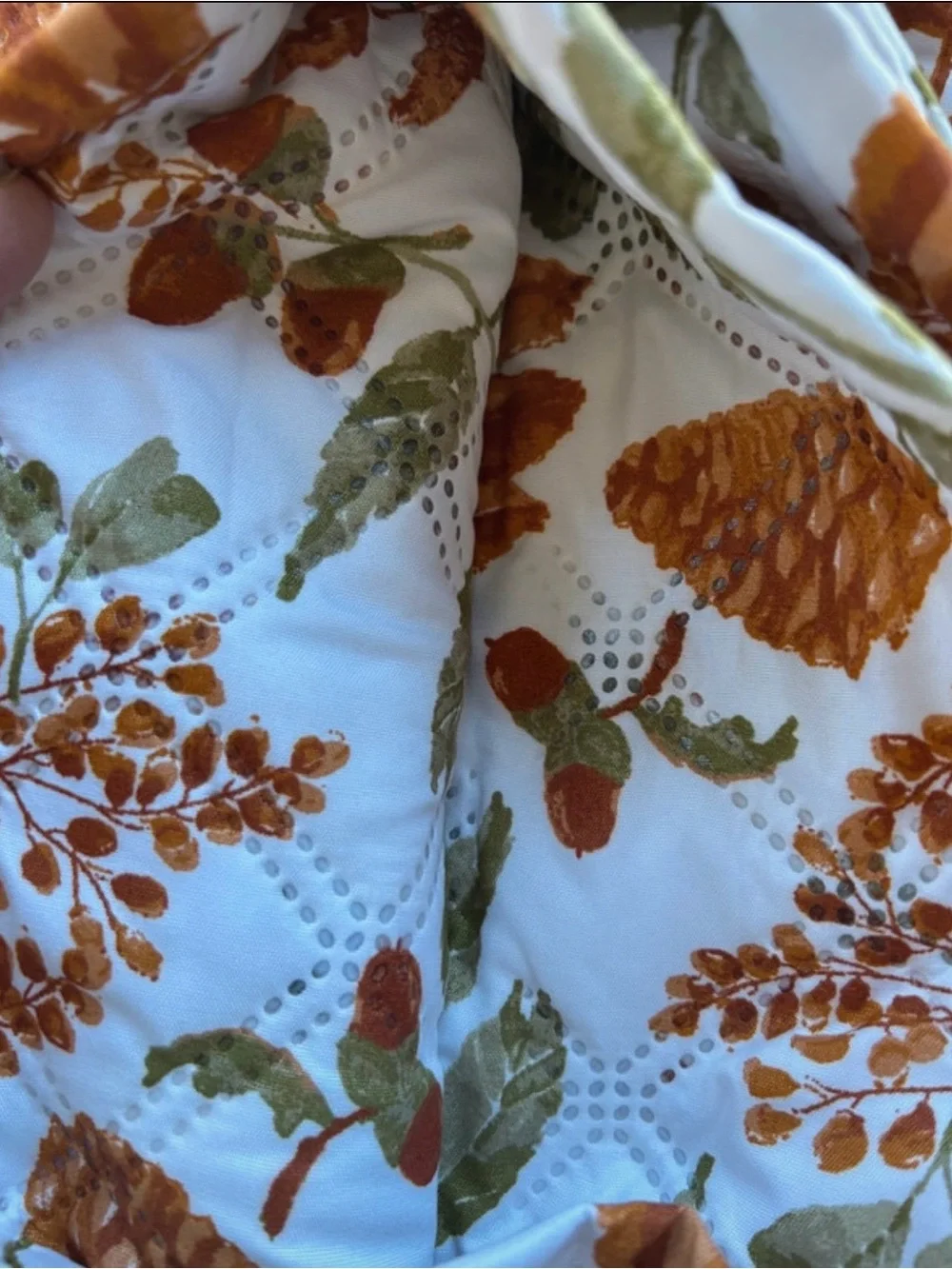 Accented Home Full/Queen Quilt Set in Orange & Green Floral